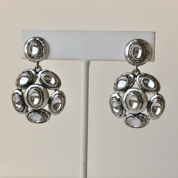 Silver Tone Statement Drop Pierced Earrings - Picture 2 of 8